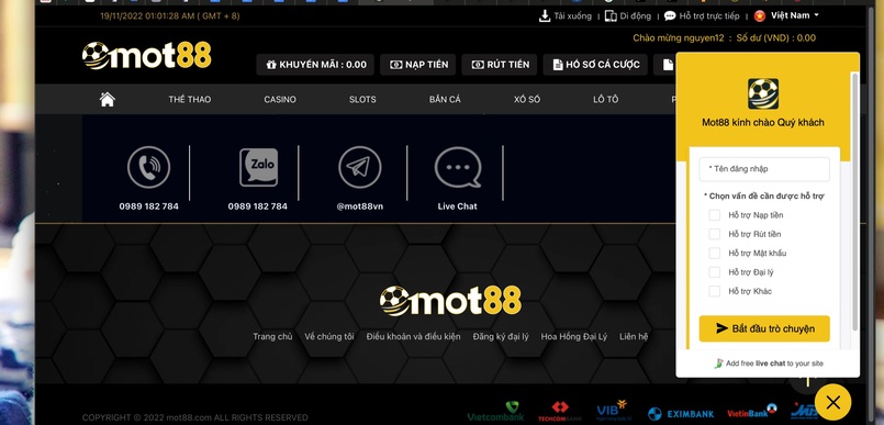 Các kênh liên hệ Mot88 có sẵn là gì?