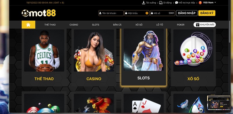 Giao diện người dùng Mot88 Casino